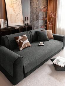 1pc Solid Color Chenille Sofa Cushion Cover, Minimalist Starry Pattern Sofa Slipcover, Anti-Slip Anti-Scratch Sofa Protector, Home Decor For 1/2/3/4 Seater Sofa, All Season - Dark Grey - View 4