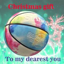 SIANGON 1 个图案 PU 篮球，耐用，适合训练，适合室内外使用，适合男女礼物，适合返校 - 暈染粉 - 查看 8