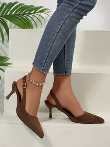 Women's Pointed Toe Buckle Design Fashion High Heel Sandals For Daily Wear - Rust Brown - View 1