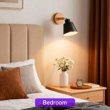 CANMEIJIA Kinkiet z gniazdem E27 i drewnianą podstawą, nowoczesne oświetlenie wewnętrzne do biurka, szafki nocnej, półki ekspozycyjnej, garderoby, łazienki, toaletki, czytelni, salonu, biura