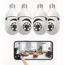 4PCS 5MP Light Bulb Security Camera -2.4GHz WiFi 3K Security Cameras Wireless Outdoor Motion Detection And Alarm,Two-Way Talk,Color Night Vision,Human Detection, Bulb Camera - White - View 2