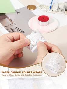 10个/50个叶子造型夜灯纸套及纸雕灯罩，白色茶蜡烛台，适用于优雅的节日、生日、婚礼装饰，情人节、母亲节、毕业季派对、生日派对，激光切割灯罩 - 彩色 - 查看 6