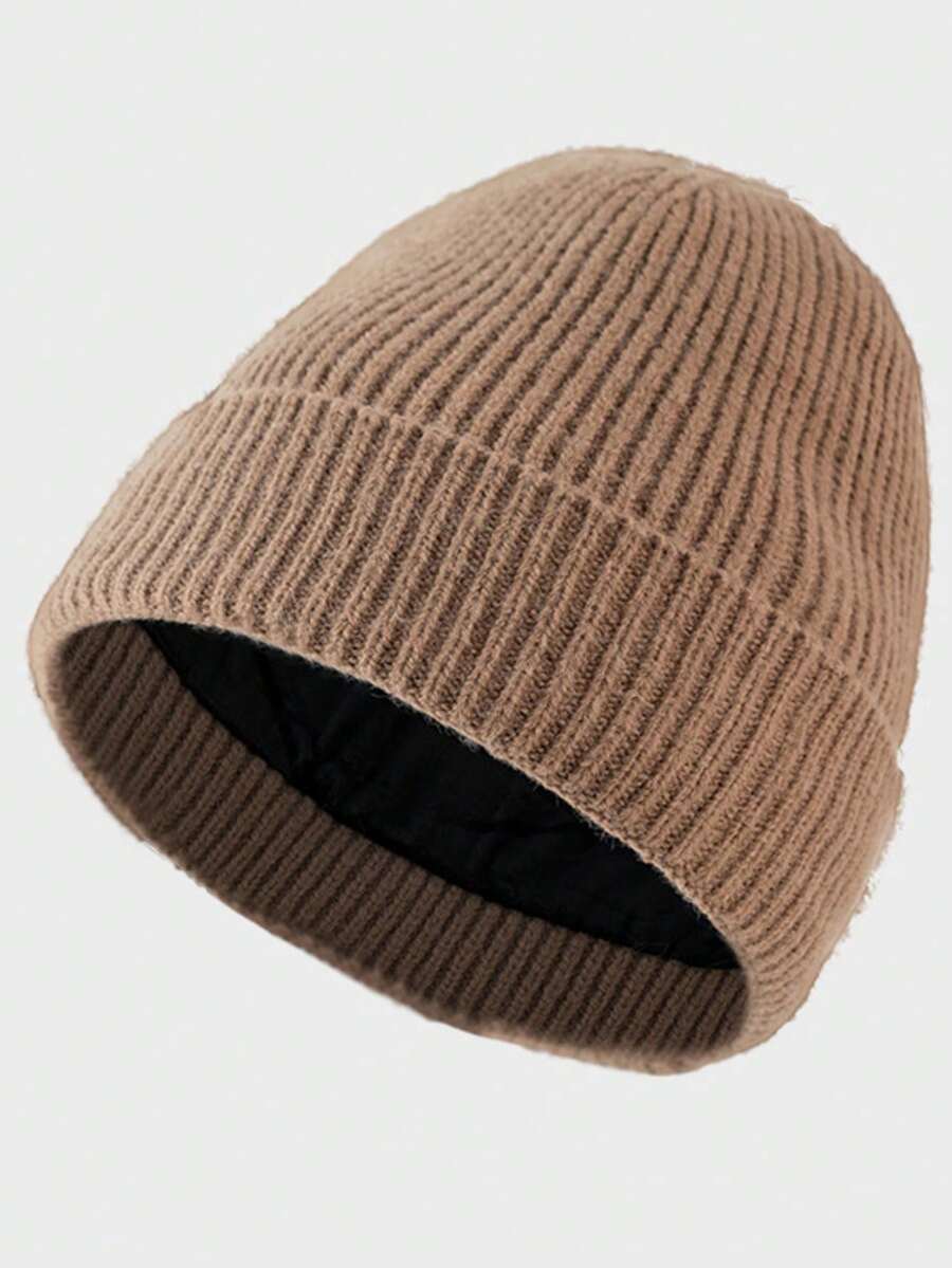 Winter Beanie For Men Women, Fleece Lined Beanie Soft Warm Knit Hat Ski Stocking Cuffed Cap - Màu Khaki - Xem 1