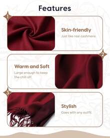 Chal de Pashmina para Mujeres – Envoltura suave y ligera para bodas, viajes, noches, fiestas – Bufanda elegante para todas las estaciones - Marfil sólido - Ver 11