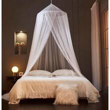Bed Canopy Mosquito Net For Bed,Canopy Bed Curtains For FTwin Full FQueen FKing Size Bed,Dome Mosquito Netting Bed Tent For Indoor Outdoor,White,White - trắng - Xem 1