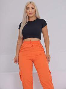 Women Pants - 橘色 - 查看 3