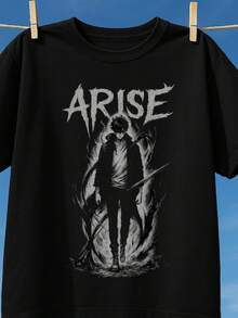 Solo Leveling Shirt – ARISE Graphic Tee, Retro 90s Anime Bootleg Style T-Shirt For Manhwa Fans - 黑色 - 查看 1