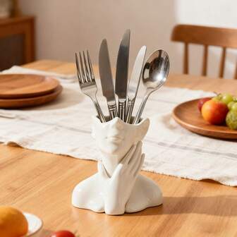 Nordic Kitchen And Home Desktop Storage Bottles And Jars, Creatively Designed In Human Art Shapes For Fresh Storage. Living Room Home Decor Bottle Ornaments, Creatively Shaped In Human Art Style, Multi-Functional Desktop Storage Bottles For Tableware, Pen Holders, Makeup Brush Holders, And Decorative Items.