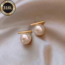 High-Quality Stainless Steel Hypoallergenic Golden Stud Earrings, Fade-Resistant, Simple And Elegant, Suitable For Daily Wear Or Party Fashion Women's Earrings, Jewelry Accessories, An Exquisite Gift For Women. - 金色的 - 查看 7