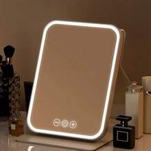 3-Color Lighted Makeup Mirror - Vanity Mirror With Natural Daylight & Warm Light, Portable Cosmetic Mirror,Vanity Mirror, LED Makeup Mirror, Natural Daylight Mirror, Makeup Mirror With Lights, Travel Makeup Mirror, Portable Cosmetic Mirror, Rechargeable Makeup MirrorCyber Monday Steal, Gifts For Her, Stocking Stuffer, Holiday Gift Guide 2025, Beauty Must Haves, Makeup Essentials, Vanity Setup, Travel Beauty, Self Care, Girl Morning Routine, Beauty Tech, At Home Spa - Nhiều màu - Xem 1