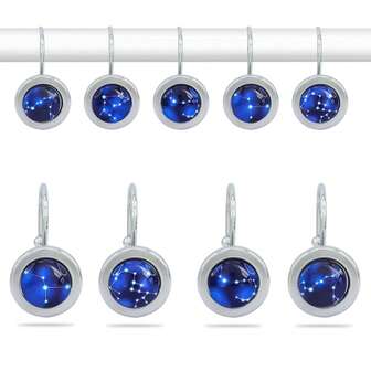 12Pcs Chrome Hook Set Featuring 12 Zodiac Signs, Personalized Christmas Gift, Top Choice For Holiday Decorations; Multi-Functional Wall Hooks Perfect For Bedrooms, Bathrooms, And Christmas Party Decorations; Durable Hooks Adorned With Sparkling Starry Sky Patterns, Ideal For Hanging Scarves, Keys, And Christmas Ornaments