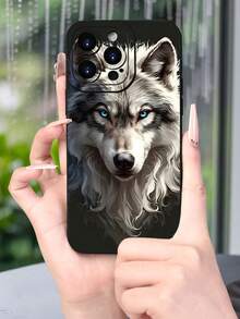 Lujo Ligero, Estilo y Belleza WolfFunda Lobo  Funda de Teléfono de Textura Mate Negra, Compatible con 17PROMAX, 17PRO, 17Air, 17, 16PROMAX, 16PRO, 15PROMAX, 15PRO y Todos los Modelos, Impres - Negro - Ver 4