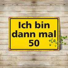 2D Flat, 1pc Metal Decorative Sign, Metal Metal Sign Plaque Yellow Warning Sign Wind 50 Years Old Fun Slogan, Metal Decorative Sign, Retro Trick, Party Eye-catching, Suitable for Birthday Decorations Wall Decoration Bar Hanging Decoration Garage  Play 20*30cm/8*12inch - Weiss - Übersicht 3