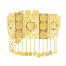 Chain Geometric Tassel Waist Chain, Carved Waterdrop Coin Pendant Waist Belt, Middle Eastern Belly Dance Waist Accessory - Gold - View 13