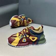 Multi-Color Patchwork Party Sneakers With Serrated Soles - Gỗ đỏ - Xem 9