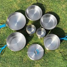 8pcs Outdoor Camping Cookware Set, Portable Set For Camping, Outdoor Cooking Equipment, Picnic And Self-Drive Tour, Stainless Steel - Steel - View 5
