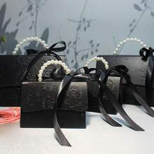 10pcs Black & White Elegant Embossed Gift Boxes, With Satin Ribbons & Pearl Handles, Multi-Size Suitable For Various Occasions Like Weddings - Multicolor - View 6