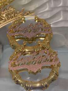 Customized Letter Heart-Shaped Crown Sparkling Bamboo Pendant Earrings, Personalized Name Stainless Steel Earrings, Perfect For Weddings, Valentine's Day, Mother's Day, Cute Earrings, Gold, Fashionable, Colorful, Retro, Simple, Neutral, Casual, Cute, Customized, Personalized, Unique - 金色 - 查看 5