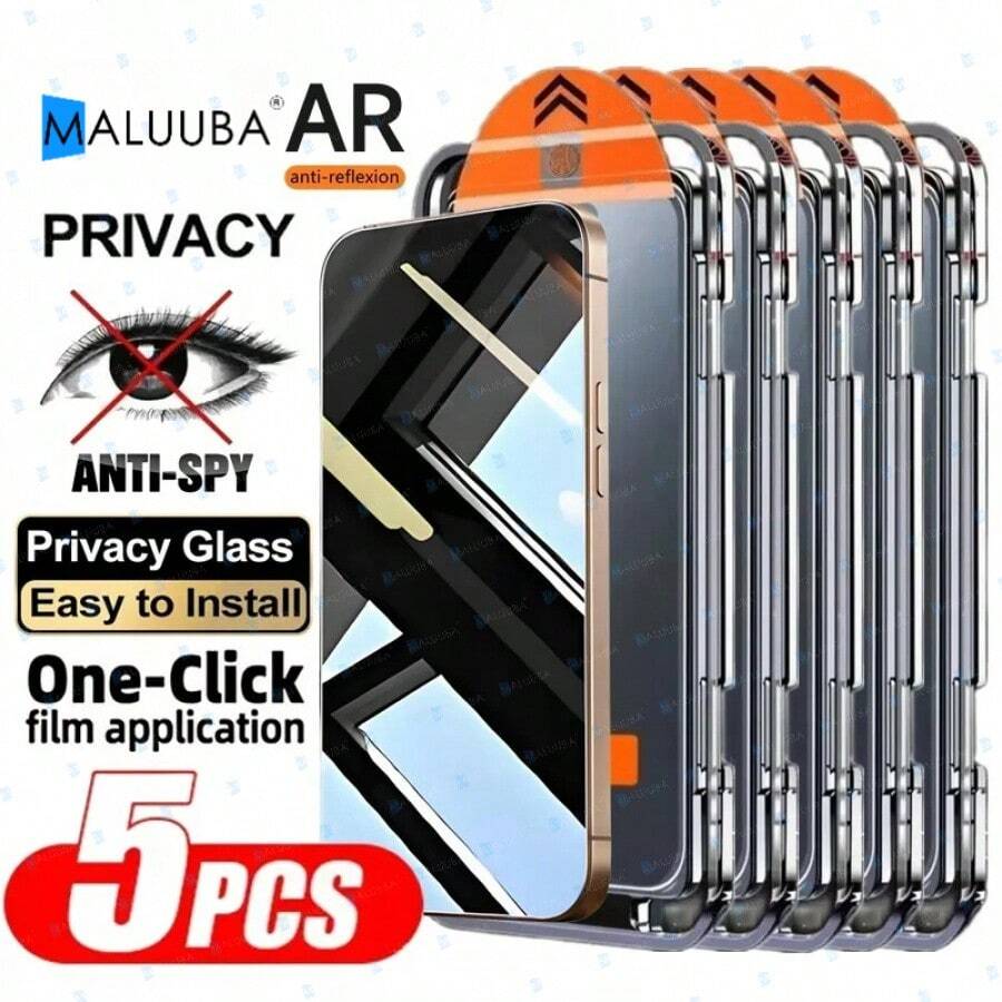 MALUUBA (10pcs) 5pcs Camera Lens Protector + 5pcs Dust-Free Tempered Glass Screen Protector Compatible With IPhone 17/17 Air/17 Pro/17 Pro Max, Anti-Peeping Screen Protection Essentials, Applicable To Daily Shield, Office, Home Daily Shield Office Home Phone Screen Protector Phone Accessories Waterproof Shockproof Anti-Fall Scratch Resistant - 5PRI-fCC - View 1