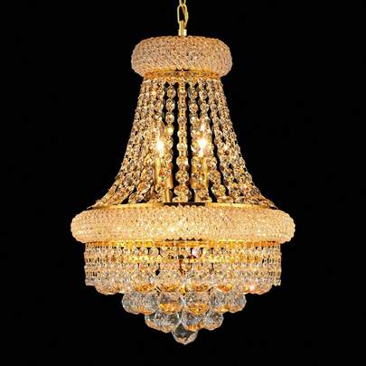 1pcs modern empire crystal chandelier with copper natural color finish, luxurious chandelier for living room, dining room, bedroom, staircase, hallway (excluding light bulbs)