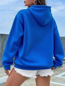 New Women's Autumn-Winter Solid Color Printed Sweatshirt - Fashionable Minimalist V-Neck Contrast Color Design, Long-Sleeve Top. Women's Winter Sweatshirt, New Women's Long-Sleeve Sweatshirt, Women's Winter Base Layer/Inner Wear. Women's Daily Casual Sweatshirt, Ultra-Soft Sweatshirt, Women's Winter Essential Sweatshirt. Halloween Vibe Sweatshirt, Perfect For Halloween Casual Outer Wear. - 寶藍色 - 查看 5