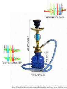 Portable Hookah Set (Includes Bowl, Hose, Charcoal Tray, Tongs), Premium Single-Hose Hookah, High-End Glass Hookah With Acrylic Stem & Metal Hose, No Electricity Needed, Back To School, Valentine's Day, Father's Day Gift, Suitable For Bars, Clubs, KTVs, Home & Restaurants, Easy To Carry - one-size - View 3