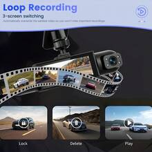 Kamera Dasbor 4 Saluran, Perekaman Panorama 360°, Kamera Depan & Belakang 1080P HD, Kamera Kiri & Kanan, Termasuk Kartu TF 32GB, Dengan Sensor G, Penglihatan Malam, dan Mode Pemantau Parkir 24 Jam - MultiWarna - View 7