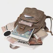 Women's Versatile Shoulder Bag Crossbody Travel Backpack Large Capacity Casual Backpack Brown - màu nâu - Xem 5