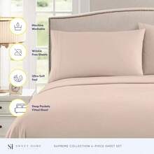Sweet Home Collection Juego de Ropa de Cama de Microfibra cepillada de Calidad egipcia Suave de 1800 Hilos, 2 Fundas de Almohada, Extra King,(EXTRA DEEP pocket - King Beige) - Multicolor - Ver 2