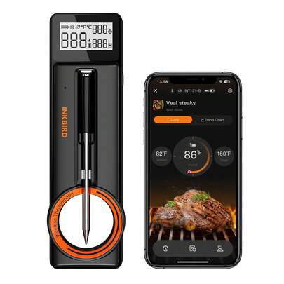 INKBIRD Mini Bluetooth Meat Thermometer, 1000ft Wireless Range, 60 Min Offline Data Storage, IP67 Waterproof, White LED Display, Perfect For BBQ, Grill, And Smoker