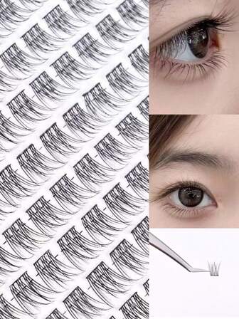 120 Clusters/10 Pairs Natural Looking Segmented Faux Mink Eyelashes, Transparent Stem Soft Comfortable Everyday Wear
