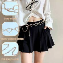 Chain Belts Women Fashion Waist Chain Gold Belts Adjustable Metal Body Belly With Heart Design Dress Jeans Bikini Jewelry Heart Waist Bikini Chains - 最初的 - 查看 3