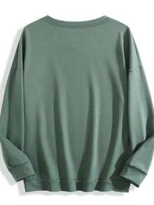 Winter Clothes For WomenWomen's Casual MAMA Letter Print Sweatshirt - Vibrant Pink With Bold Black Graphic, Round Neck Long Sleeve, Machine Washable SpringFall Comfort Pullover, Ladies Sweatshirts, Spring Fall Clothing, Relaxed Fit Top, Soft Texture ApparelLoose And Comfortablewinter Clothes For Women Christmas Outfit Women - 橄欖綠 - 查看 2