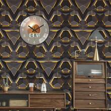 1 Roll Brown Geometric Peel And Stick Wallpaper, Tech-Inspired Style With Waterproof And Dirt-Resistant Self-Adhesive Vinyl, Ideal For Wall Decor And Wall Art In Living Room, Bedroom, Office Decor, Home Decor - Brown - View 3