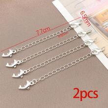 2件装手链延长链，黄铜金属星星、爱心、海豚造型吊坠延长链，适用于珠宝制作、项链、手链DIY工艺品