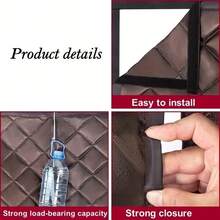 Winter Waterproof And Windproof Warm Door Curtain, Suitable For Bedroom Door Curtain, Home, Living Room, Kitchen, Door, Etc., Magnetic Household Door Curtain, No Drilling, Easy To Install, Encrypted Warm Door Curtain, Thickened Household Air Conditioning Heat Insulation And Windproof Magnetic Cold Separation Curtain - 咖啡棕 - 查看 3