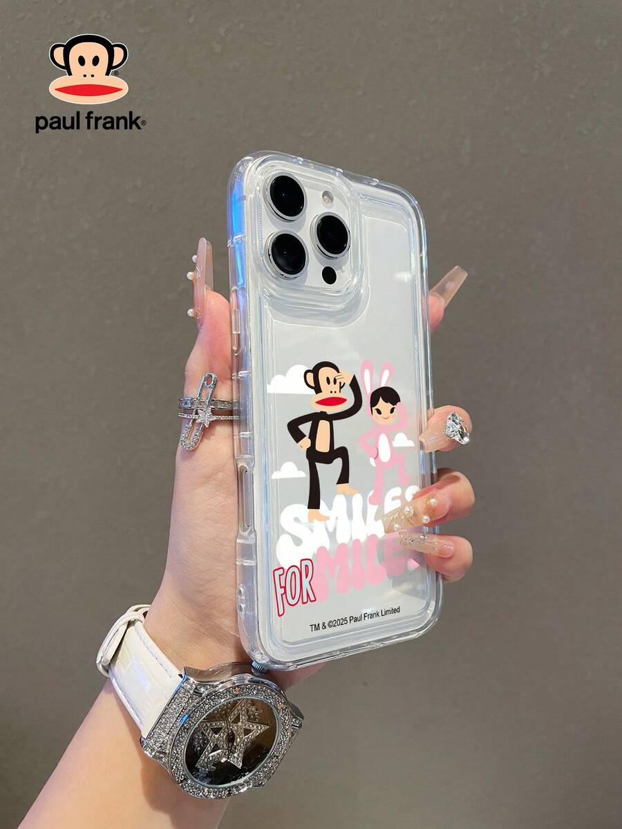 官方授权 Paul Frank 透明气垫手机壳，全包猴脸图案防摔摄像头保护，全新设计，兼容 13/14/15/16/17 Pro Max - 彩色 - 查看 1