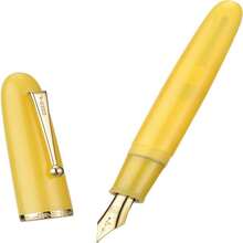 Jinhao 9019 DaDao Series Fountain Pen, Size 8 Fine Heartbeat Nib With Large Ink Converter, Yellow Jade Acrylic Design Smooth Writing Pen (Gold Trim) - MàuL - Xem 9