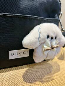 Gucci Black Double Layer Cosmetic Bag Toiletry Pouch With Shoulder Strap - Large Capacity Wet & Dry Separate Compartment Travel Organizer, Includes Free Plush Dog Pendant For Women - Black - View 2