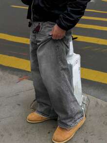 Men's Versatile Streetwear Denim For Fall/Winter Y2K Street Fashion - Grey - View 2