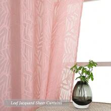 OVZME Extra Wide Blush Pink Sheer Curtains 96 Inches Long 2 Panels, Light Filtering Airy Textured Drapes For Living Room Sliding Door, Long Sheer Curtains With Dual Rod Pocket, 2x52Wx96L Inches,52inchWx96inchL(Packof2),BlushPink - 腮紅粉色 - 查看 3