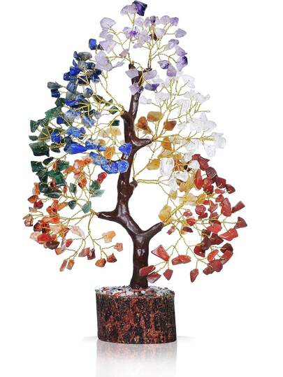 Unik 7-chakra kristallträd födelsedagspresent, helande kristall livets träd present till kvinnor, syster födelsedagspresent, heminredning, mors present, inflyttningspresent som förmedlar positiv energi, unik present till henne