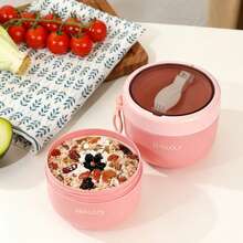 1pc Breakfast Cup, Oatmeal Cup With Spoon, Sealed Oatmeal Container, Portable Breakfast Container, Reusable Breakfast Cup, Suitable For Fruit, Pudding, Yogurt, Salad, Yogurt, Cereal, Milk, Soup, Etc., Ideal For Home, School, Office, Travel And Outdoor Picnic