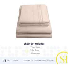 Sweet Home Collection Juego de Ropa de Cama de Microfibra cepillada de Calidad egipcia Suave de 1800 Hilos, 2 Fundas de Almohada, Extra King,(EXTRA DEEP pocket - King Beige) - Multicolor - Ver 4