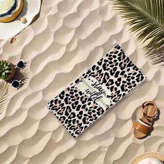 Wild Leopard Print Microfiber Beach Towel - Soft, Absorbent, Lightweight, Suitable For Yoga, Beach, Bathroom - Perfect For Halloween And Day Of The Dead!