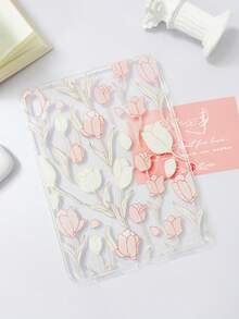 1个TPU软壳，粉色郁金香花束图案，兼容iPad Mini 1/2/3/Mini 4/Mini 5/Mini 6/Mini 7/Air/Air 2/9.7/10.2/10.5/Air 4/Air 5/10.9/Pro 11英寸/第十代/Air 11英寸 (M3) 2025/Pad (A16) 11英寸第十一代 2025、A7/A8，超薄轻巧软壳，卡通/个性化/创意/可爱风格，平板电脑透明保护套，无笔槽，仅平板电脑保护套（不含笔）。 - 彩色 - 查看 5