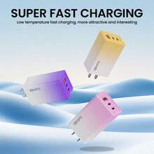 Cargador GaN 65W USB + Type-C, Cargador Rápido para Teléfonos y Laptops, Adaptador Compacto de Alta Potencia para Viaje y Hogar, Compatible con Móviles, Tablet y Dispositivos Electrónicos - Tipo de Enchufe A USA (110-127V) - Ver 6