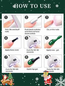 6色凝胶指甲油套装 - 圣诞红、绿、棕、黄，可卸/LED光疗迷你美甲套装，DIY凝胶指甲油系列，适用于美甲、派对和美甲沙龙使用