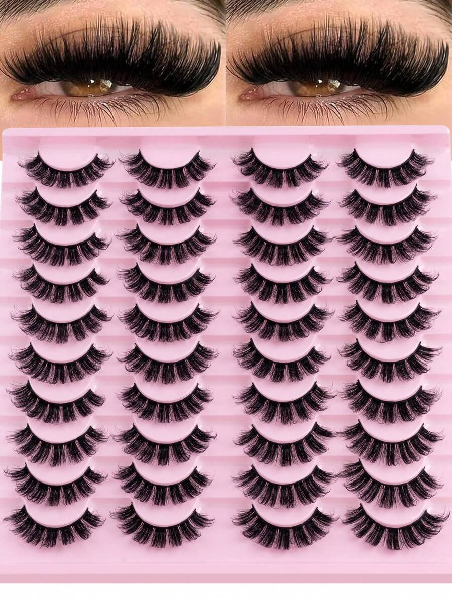 20 Cặp Lông Mi Giả Làm Dày Nối Mi Dụng Cụ Trang Điểm Du Lịch Lông Mi Giả Tự Nhiên Crossover, Lông Mi Dày Làm Thủ Công Cong Dày Lông Mi Giả 3D Fuax Dụng Cụ Trang Điểm Bán Chạy Cho Cuộc Sống Hàng Ngày, Quà Tặng Giáng Sinh. - lông mi mềm mại - Xem 1