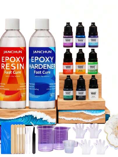 JANCHUN Epoxy Resin Kit (32oz) - 1:1 Self-Leveling For Casting And Coating, DIY Jewelry, River Tables, Art, Molds, Crafts